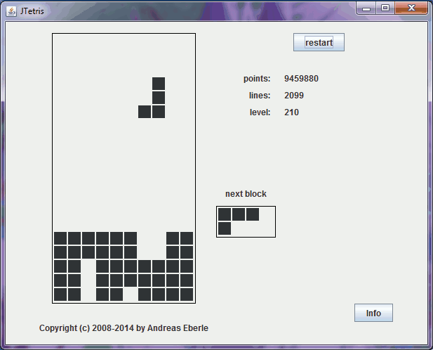 Screen capturing of playing Tetris Bot